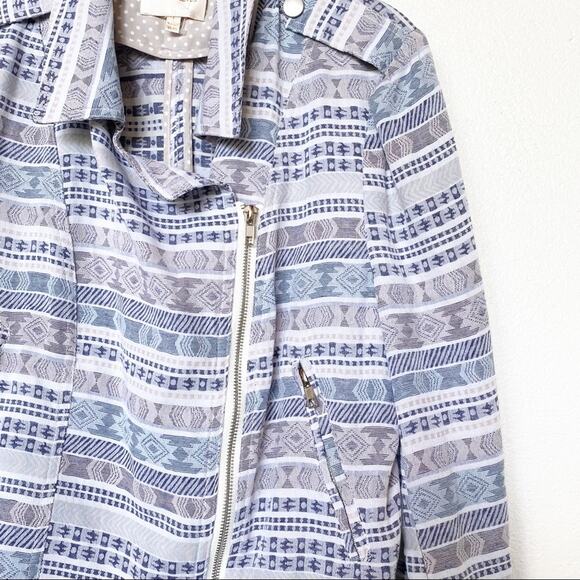 Under Skies Aztec Print Cotton Moto Jacket Size Large - Picture 6 of 8